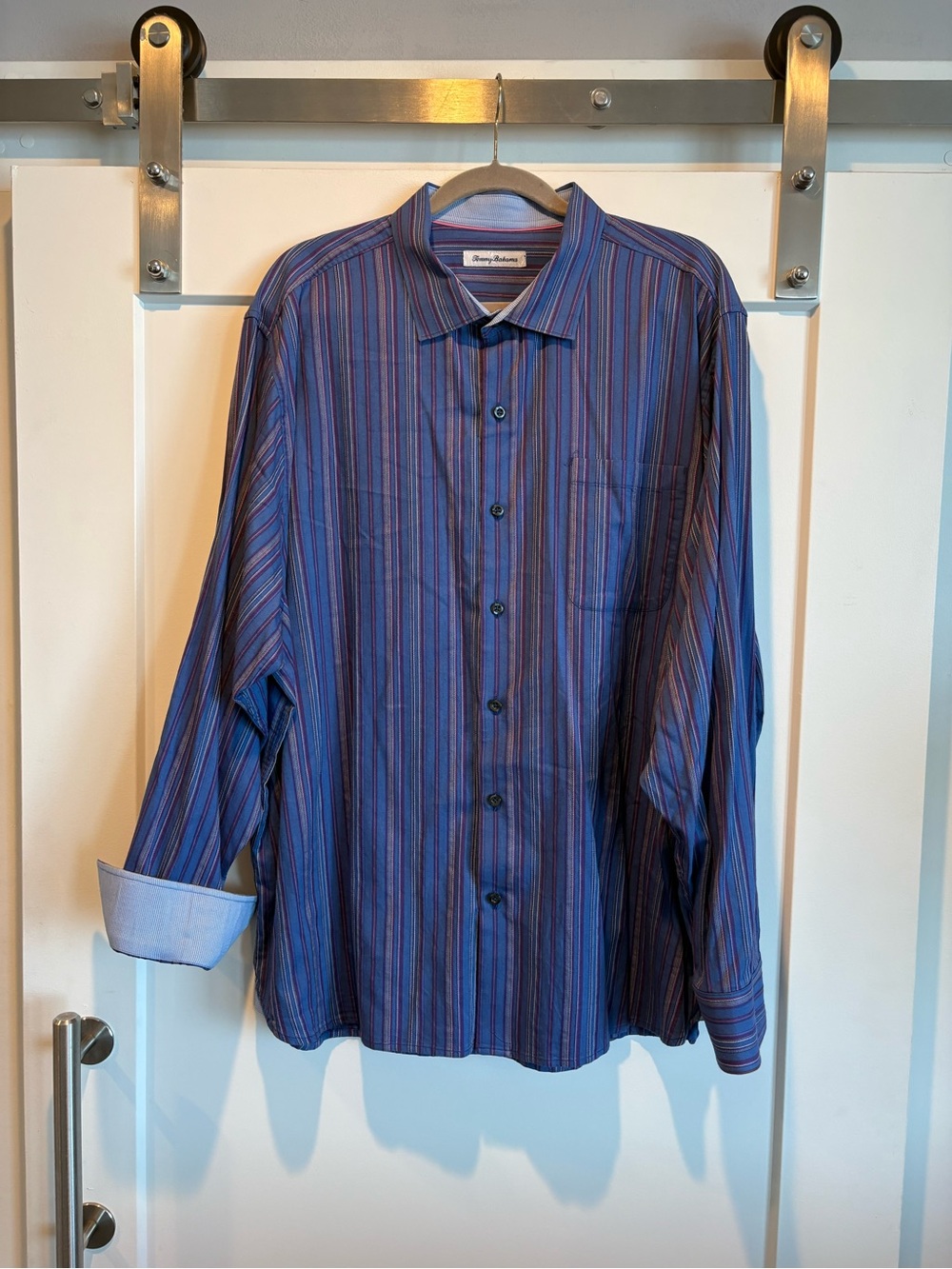 Tommy Bahama Men's Striped Blue Long-Sleeve Dress Shirt - Classic Collar